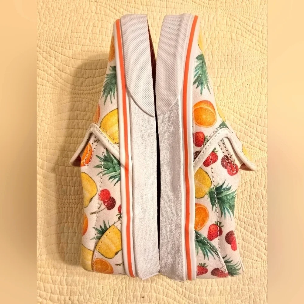 NWT Vans Girls Slip Sneakers with Tropical Fruit Design